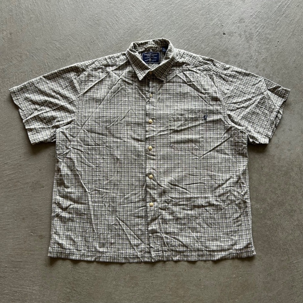 Vintage American Eagle Surf Betty Shirt Mens XL Plaid Short Sleeve Hula Hawaiian